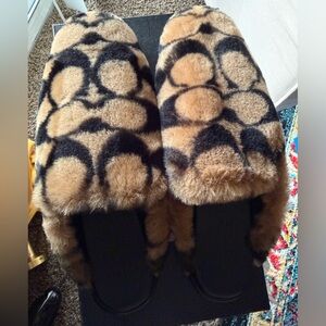 Coach shearling slippers